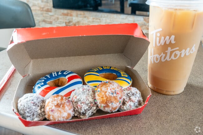 Tim Hortons in Eggertsville is a popular neighborhood coffee shop known for its iconic Timbits.