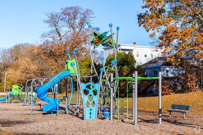 Bernon Memorial Park has multiple pieces of play equipment for kids.