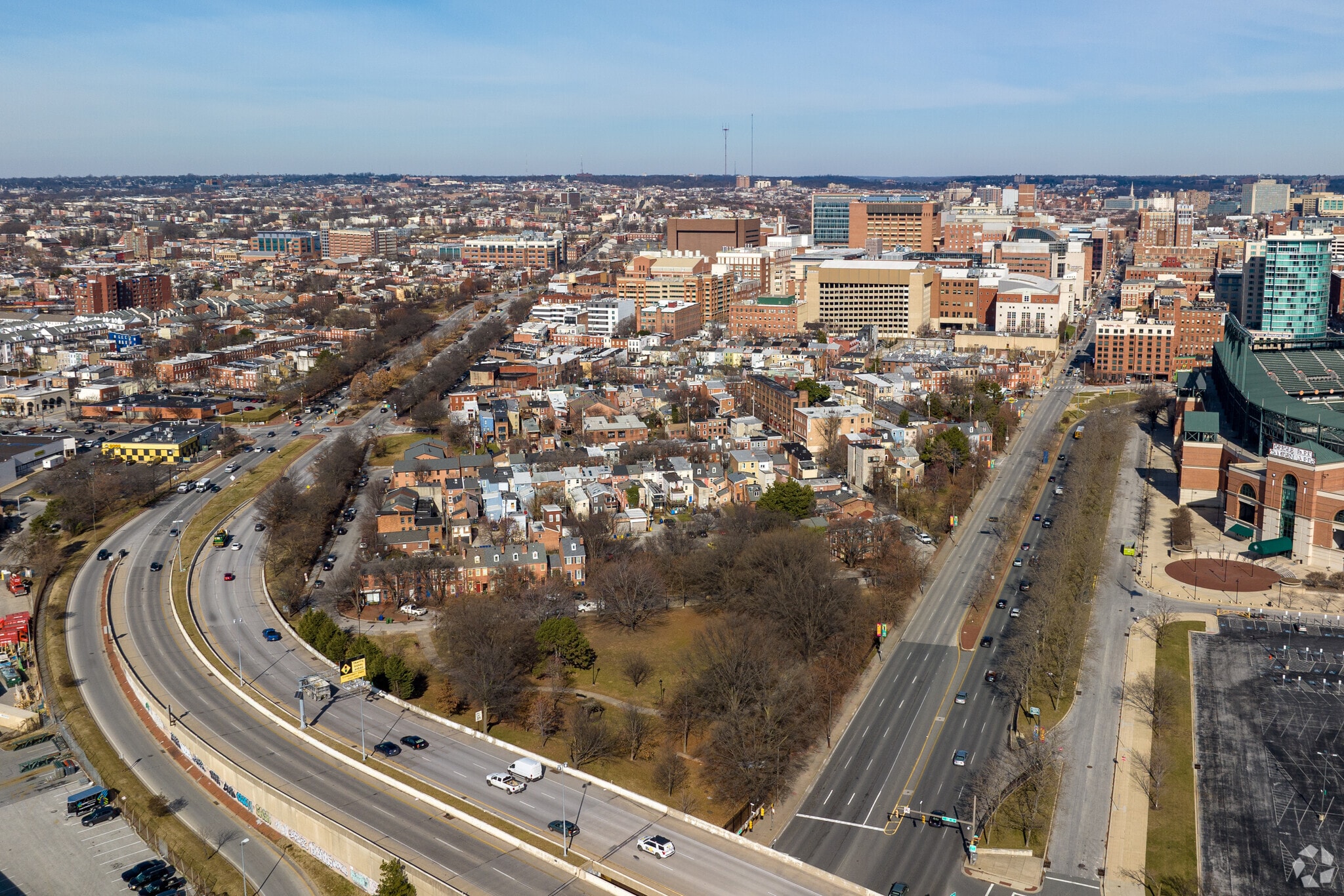 Ridgley's Delight is bordered by MLK Blvd on the left and Russel St on the right.