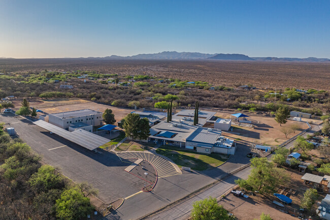 A look at the Sopori Elementary School campus surrounded by open desert and mountain views.