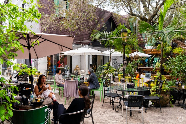 Windward has many spaces like this outdoor cafe to relax and unwind.