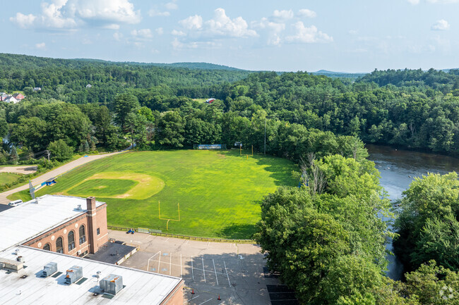 The sports fields behind Franklin High School in Franklin, NH.