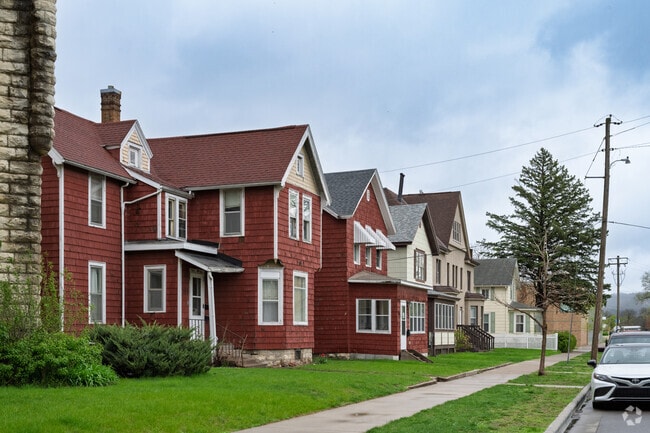 Rows of historic gabled homes are common throughout Washburn.
