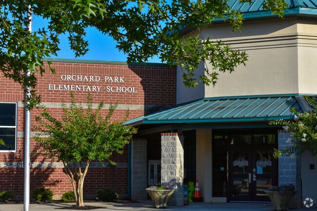 The main entrance to Orchard Park Elementary School in Baxter Village.