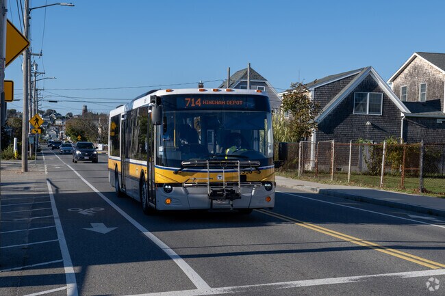 MBTA bus stops line Nantasket Avenue for easy transit.
