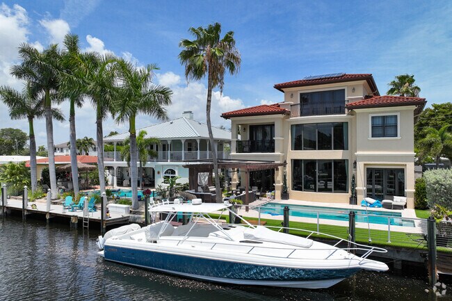 Mediterranean waterfront property in the Pompano Shores neighborhood.