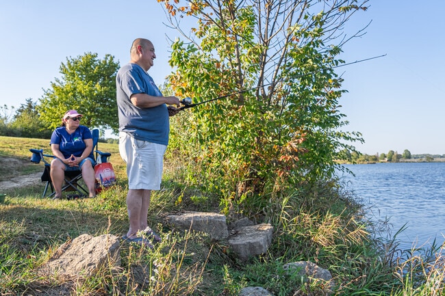 Shabbona Lake State Park spans 1,550 acres around a 318-acre fishing lake.