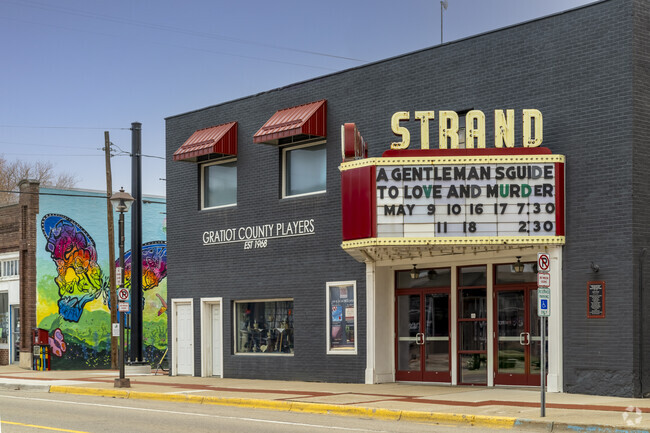 The Historic marquee of the Strand Theater in downtown Alma is on Superior Street.