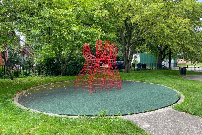 Unique sculptures are scattered throughout Kwanzaa Playground in Olde Towne East.