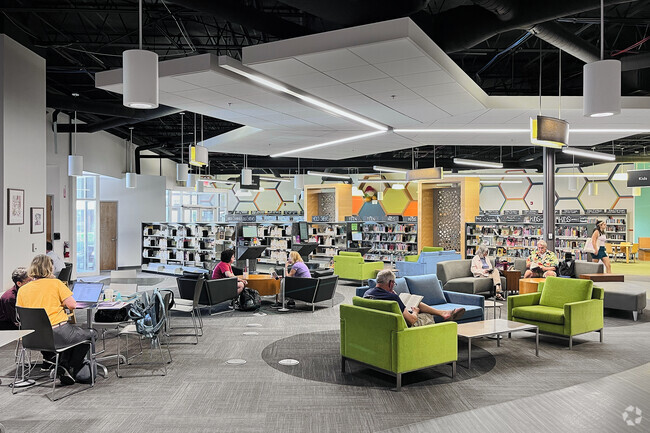 The Westgate branch of Ann Arbor's Public Library is a central feature of South Maple.