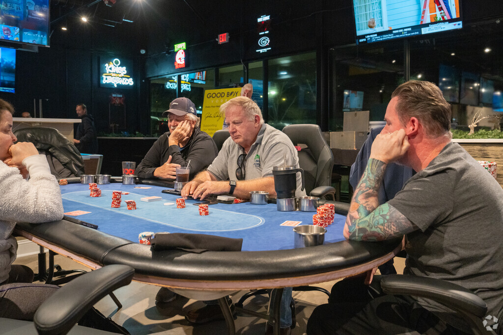 You can enjoy a game of poker with friends at Brimestone Restaurant and Tavern.