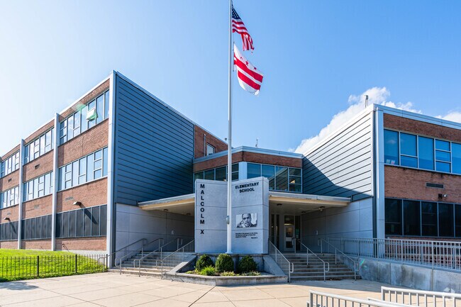 Malcolm X Elementary School is one of the many schools serving Shipley Terrace.