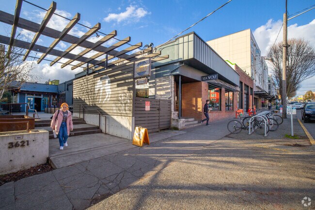 Retail sidewalk on Stone Way.