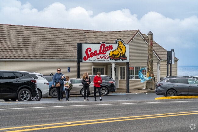 The Sea Lion Caves are a major attraction with sea lions gathering there near Waldport, Oregon.