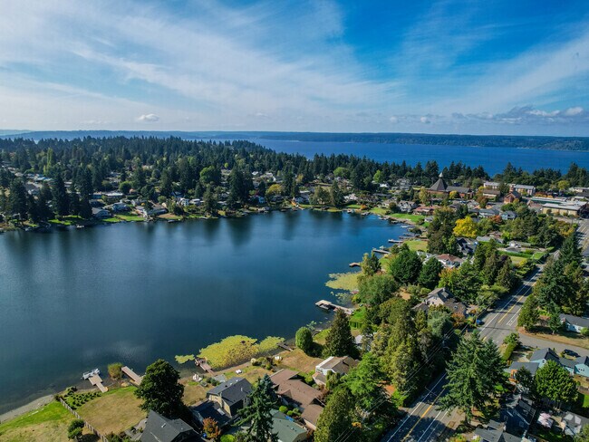 Lake Burien has stunning lakefront properties with private docks and spacious patios.