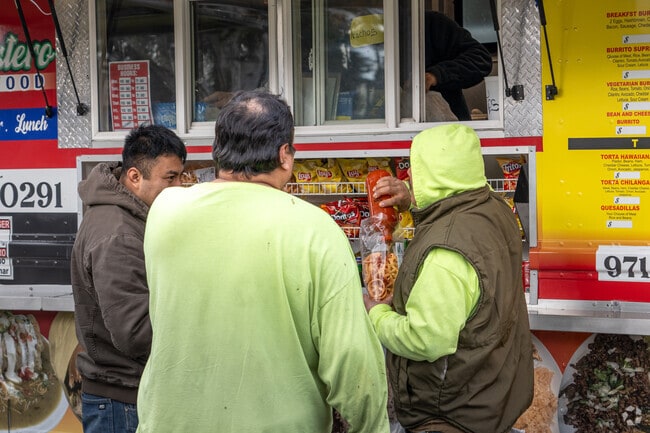 Delicious tacos and burritos can be found at food trucks in the Hayhurst neighborhood.
