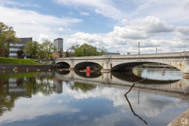 The East Bank Trail provides stunning views of downtown South Bend from Howard Park-East Bank.