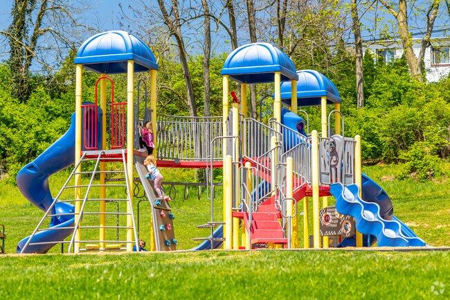 Kids from Sinking Spring love the jungle gym at Red Caboose Park in West Wyomissing.