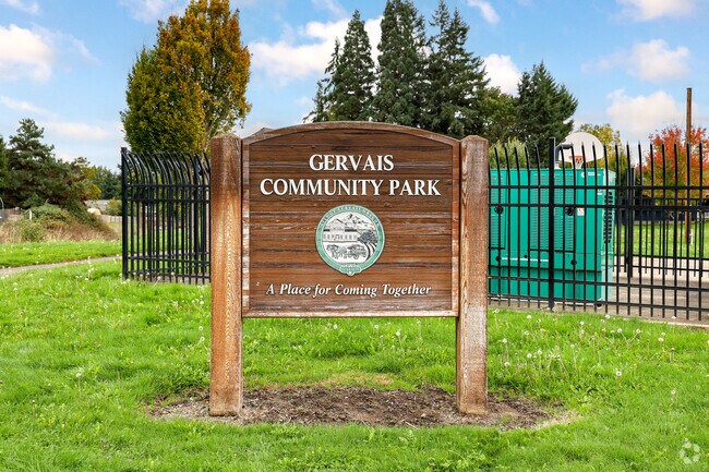 Gervais Community Park where you’ll find a playground and a grassy lawn in Gervais.
