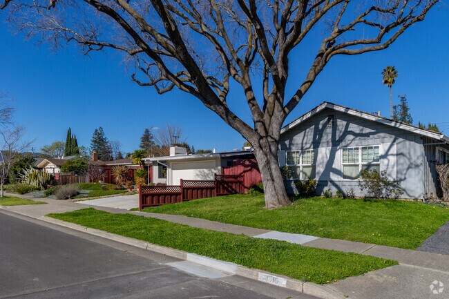 Manicured front lawns in Hathaway neighborhood.