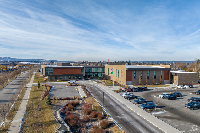Selkirk Middle School features a large parking lot for staff and visitors.