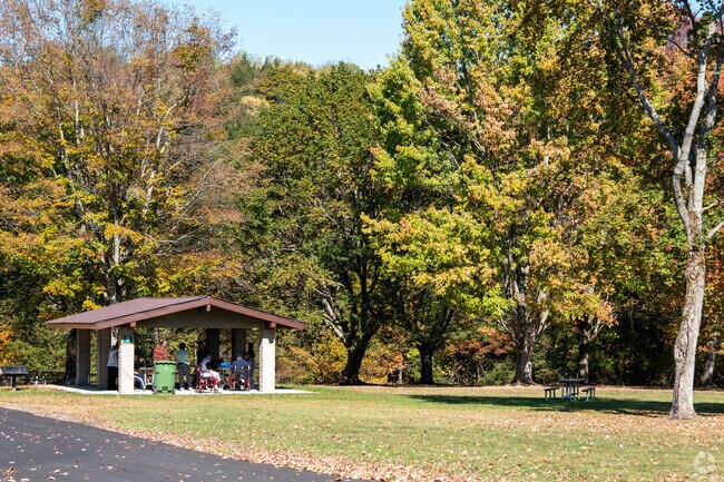 The picnic pavilions at Sprague Brook Park give residents a place to take part in celebrations, or to just hide in some shade while enjoying the outdoors.