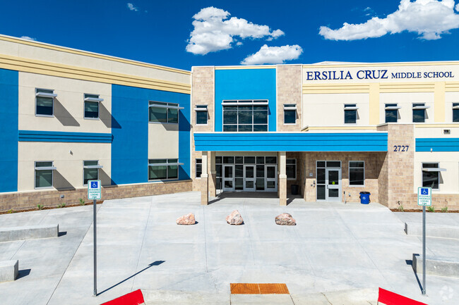 Chavez/Huerta K-12 Preparatory Academy has a main entrance for the middle school.