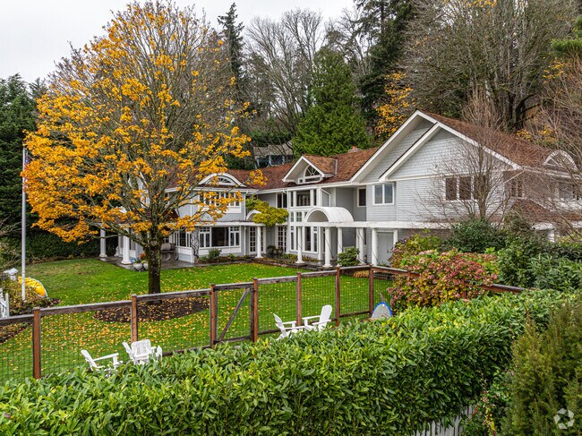 This beautiful craftsman home sits overlooking Lake Washington.