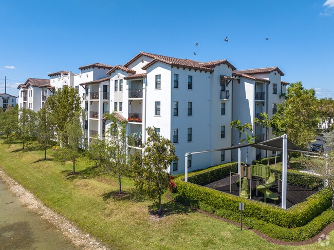 Small apartment building with playground for its residents in Vanderbilt Park.