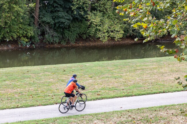 Bikers enjoy the easy access to White River Park.