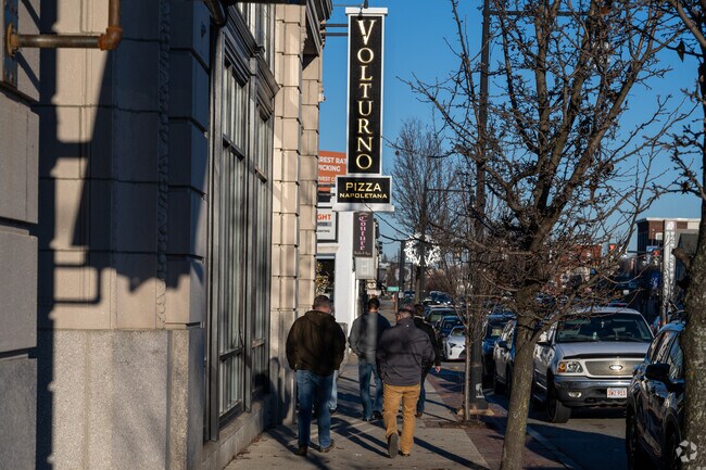 Outside Volturno Pizza Napoletana in Worcester.