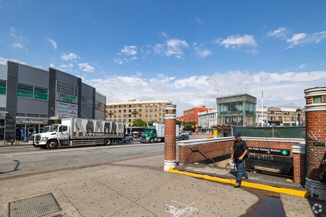 Hunts Point offers frequent transit access and local shopping options.
