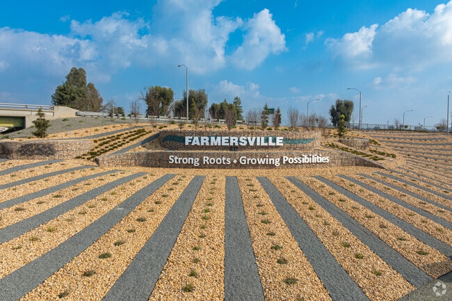 A newly designed welcome sign greets visitors to Farmersville.