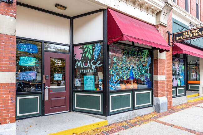 There are many quaint shops on Concord Street in downtown Manchester.