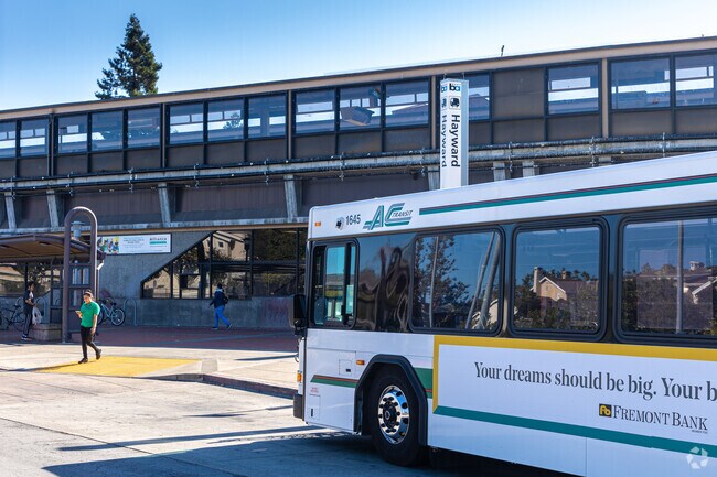 The Hayward BART stop makes this area easily accessible by public transportation.