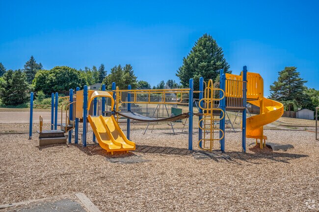 Colorful playgrounds at Errol Hassell Elementary School in Beaverton, Oregon.