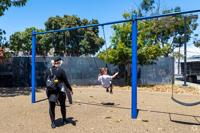 You kids will love the swings at Stanford Avenue Park.