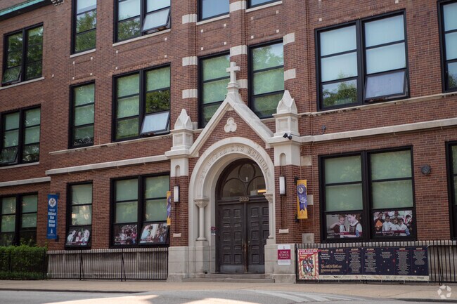 St Benedict Elementary School front entrance in Blue Island.