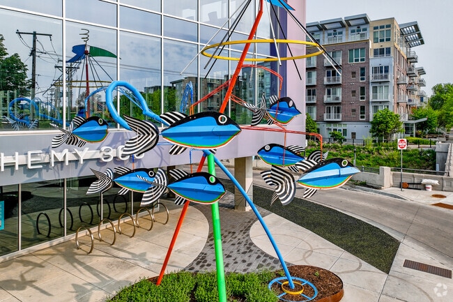 Colorful sculptures and murals celebrate a diverse culture in and around Lowry Hill East.