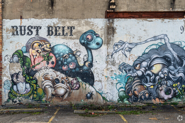 A colorful mural showcases local talent in downtown Canton, Ohio.