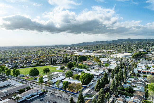 An aerial view of Leffingwell Elementary School in Whittier.