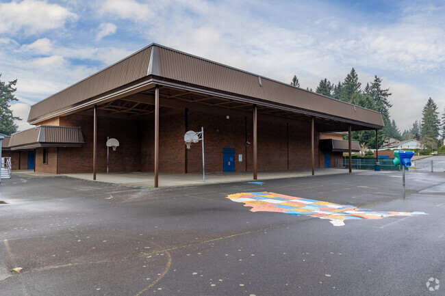 A map of the United States helps the students learn American geography at Riverview Elementary.