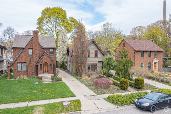 Various Tudor, Traditional, and Colonial homes along Sparrow Avenue in the Moores Park neighborhood