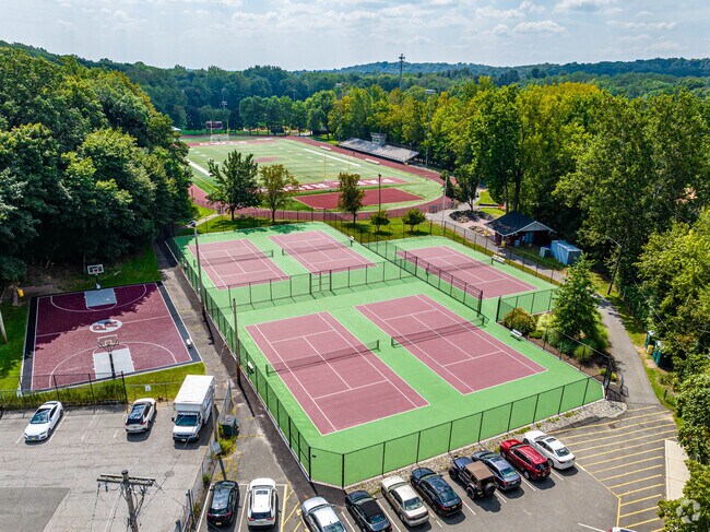 Play a match on the tennis courts at the borough’s athletic association.
