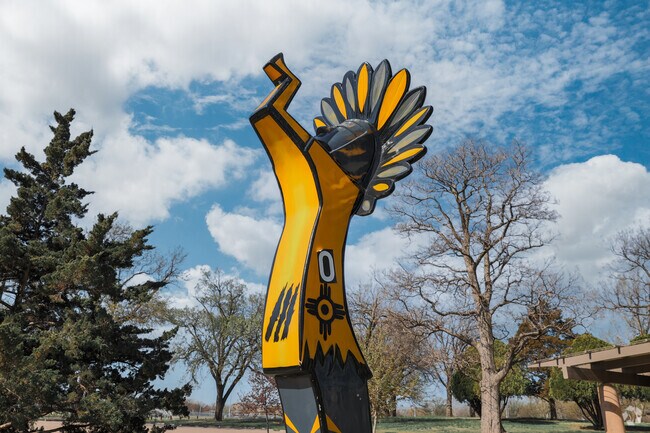 A miniature statue of The Keeper of the Plains can be found in Sunflower.