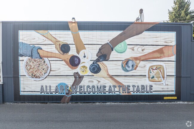 A mural celebrates the vibrant cultural diversity of Fourth Plain Village.