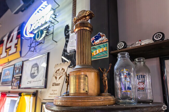 The Checkered Flag Tavern in Ameriplex has an outstanding collection of racing memorabilia.