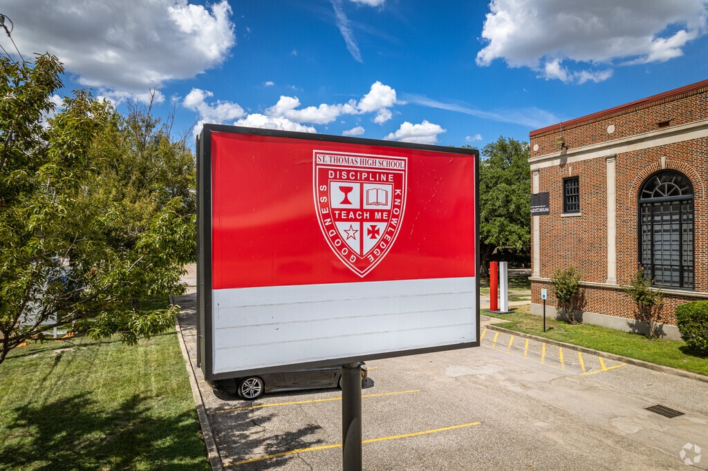 Signage at St Thomas High School in Memorial Heights.