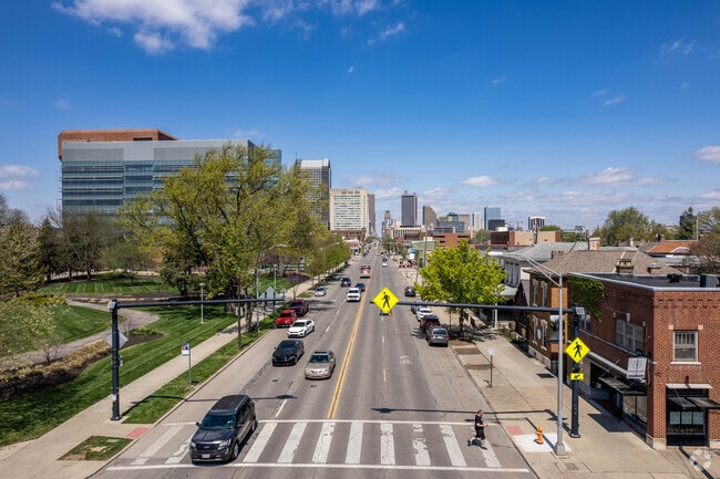 S. High Street offers pedestrian marked cross walks for safety.