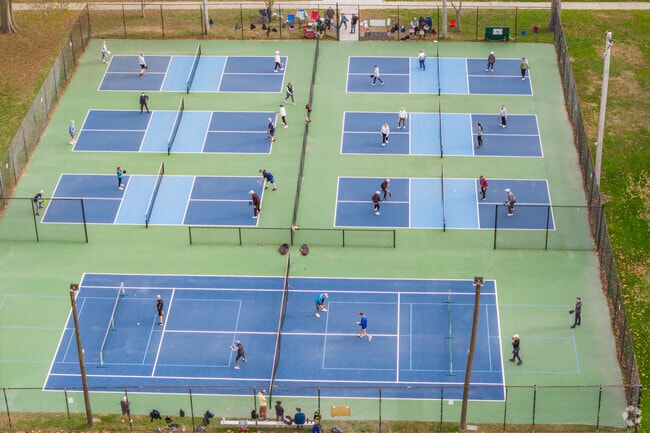 Pickleball courts have replaced most tennis courts at the Town Common in Downtown Bristol.